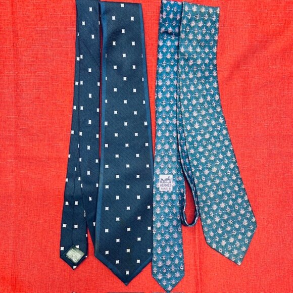Set Necktie Silk : Hermes Paris & CWC Blue +2 Handker Gordon London & Hallmak(49 - Picture 9 of 16